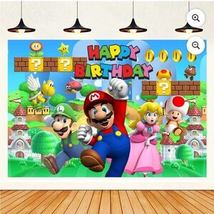 Super Mario Birthday Party Backdrop 5.9 x 3.6 Ft